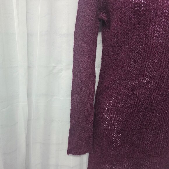 Wooden Ships Turtleneck Sweater Purple Wool Mohair Tunic Pointelle Knit S/M - Picture 3 of 10